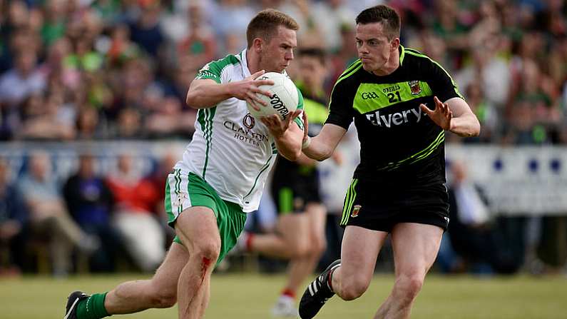 29 May 2016; Liam Gavaghan of London in action against Stephen Coen of Mayo during the Connacht GAA Football Senior Championship quarter-final between London and Mayo in Pairc Smargaid, Ruislip, London, England. Photo by Seb Daly/Sportsfile