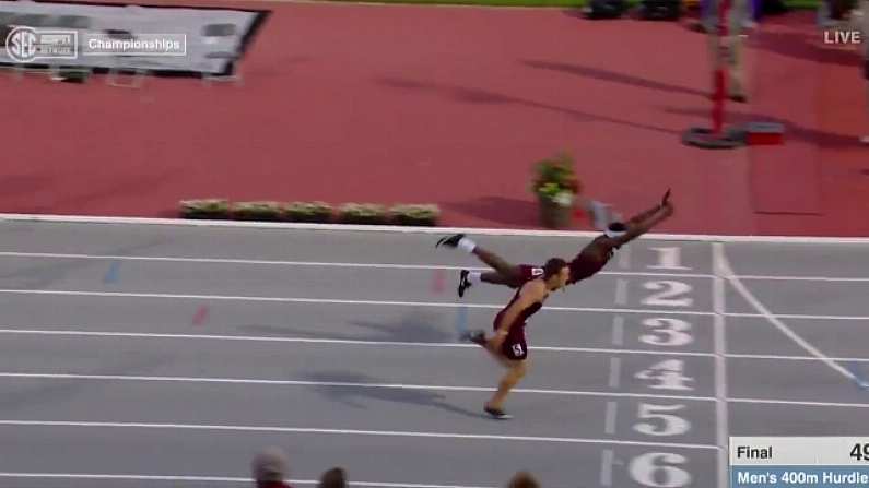 Watch: US College Athlete Goes Full Superman To Win 400m Hurdles