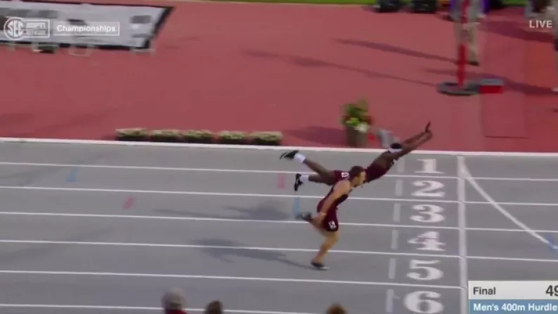 Watch: US College Athlete Goes Full Superman To Win 400m Hurdles