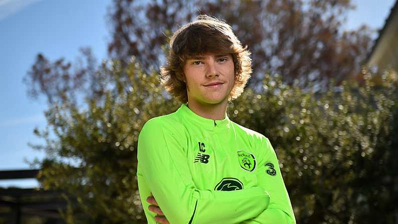 22 May 2019; Luca Connell poses for a portrait following a Republic of Ireland press conference at The Campus in Quinta do Lago, Faro, Portugal. Photo by Seb Daly/Sportsfile