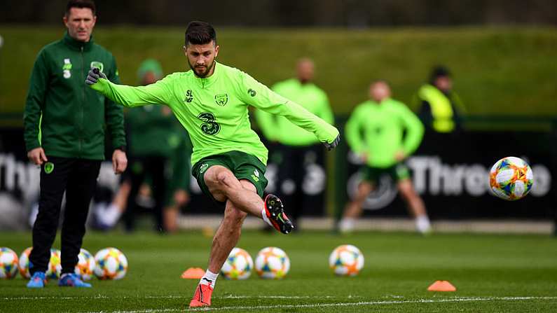 18 March 2019; Shane Long during a Republic of Ireland training session at the FAI National Training Centre in Abbotstown, Dublin. Photo by Stephen McCarthy/Sportsfile