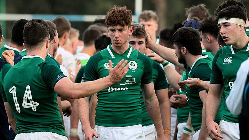 4 June 2019; Ben Healy of Ireland, centre, following the World Rugby U20 Championship Pool B match between Ireland and England at Club De Rugby Ateneo Inmaculada in Santa Fe, Argentina. Photo by Florencia Tan Jun/Sportsfile