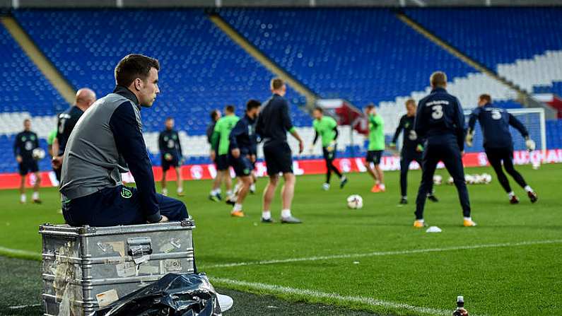 8 October 2017; Republic of Ireland's Seamus Coleman during squad training at Cardiff City Stadium in Cardiff, Wales. Photo by Stephen McCarthy/Sportsfile