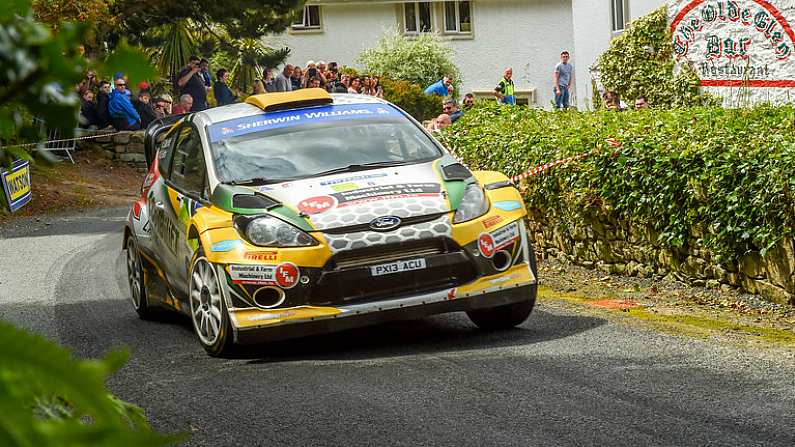 22 June 2019; Sam Moffett and James Fulton in their Ford Fiesta WRC on SS 10 Glen during Day 2 of the 2019 Joule Donegal International Rally in Letterkenny, Donegal. Photo by Philip Fitzpatrick/Sportsfile