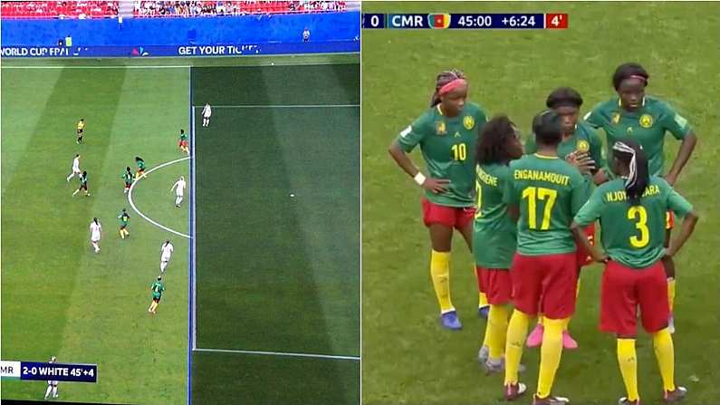 Bizarre Scenes As Cameroon Players Protest Mid-Game After VAR Decision