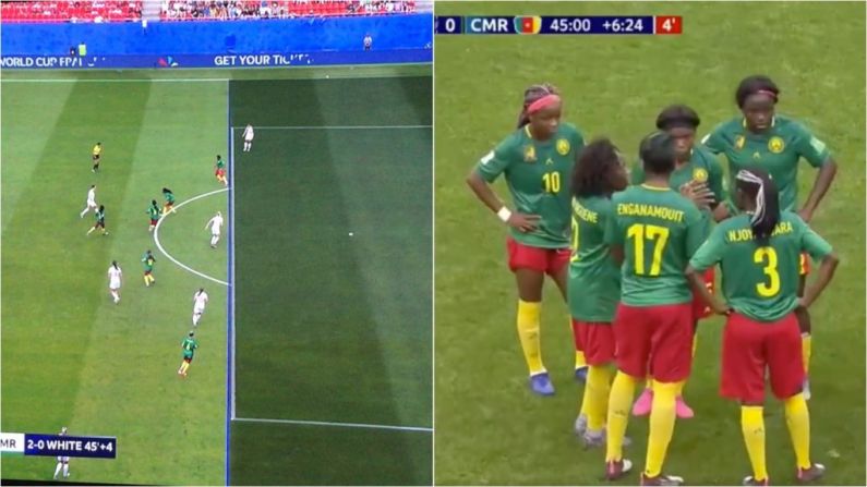 Bizarre Scenes As Cameroon Players Protest Mid-Game After VAR Decision