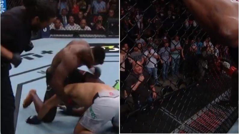 Ngannou Destroys Dos Santos With First Round KO, Immediately Makes For Dana White