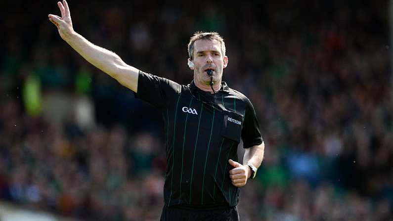 9 June 2019; Referee James Owens during the Munster GAA Hurling Senior Championship Round 4 match between Limerick and Clare at the LIT Gaelic Grounds in Limerick. Photo by Diarmuid Greene/Sportsfile