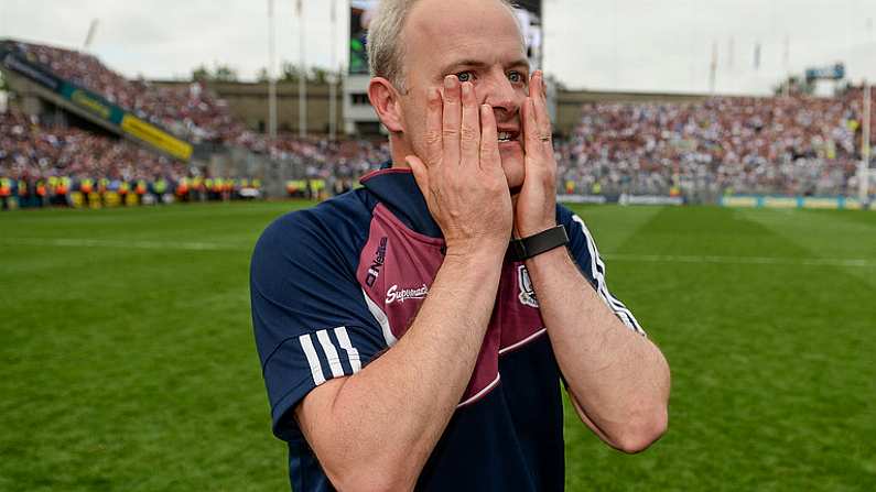 3 September 2017; Galway manager Micheal Donoghue reacts following his teams victory after the GAA Hurling All-Ireland Senior Championship Final match between Galway and Waterford at Croke Park in Dublin. Photo by Seb Daly/Sportsfile