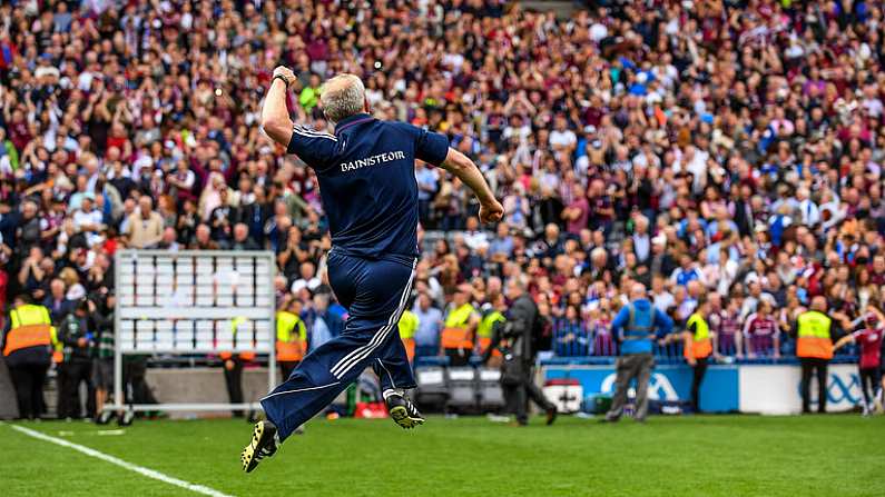 3 September 2017; Galway manager Micheal Donoghue celebrates following the GAA Hurling All-Ireland Senior Championship Final match between Galway and Waterford at Croke Park in Dublin. Photo by Sam Barnes/Sportsfile