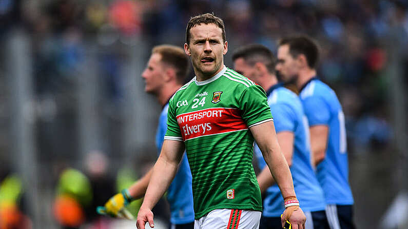 10 August 2019; Andy Moran of Mayo dejected after the GAA Football All-Ireland Senior Championship Semi-Final match between Dublin and Mayo at Croke Park in Dublin. Photo by Piaras O Midheach/Sportsfile