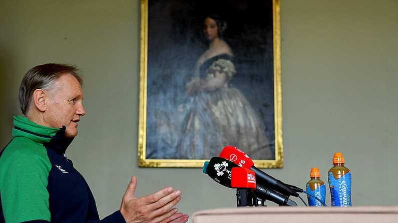 27 August 2019; Head coach Joe Schmidt during an Ireland Rugby press conference at Carton House in Maynooth, Kildare. Photo by Ramsey Cardy/Sportsfile