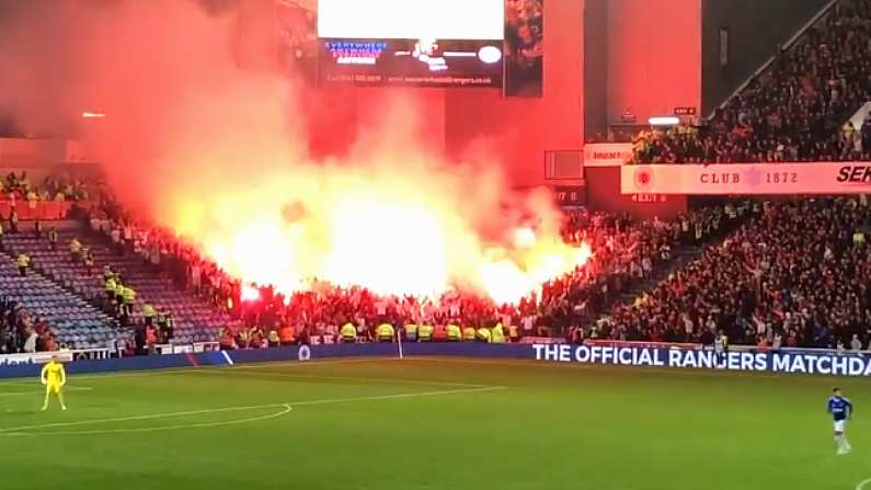 Legia Fans Unfurl Pope John Paul II Banner As Rangers Progess To Europa League