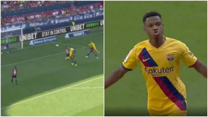 Watch: 16-Year Old Ansu Fati Scores Stunning Header For Barcelona
