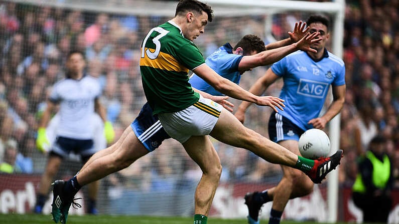 1 September 2019; David Clifford of Kerry in action against Jack McCaffrey of Dublin during the GAA Football All-Ireland Senior Championship Final match between Dublin and Kerry at Croke Park in Dublin. Photo by Ramsey Cardy/Sportsfile