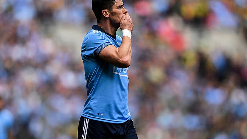 1 September 2019; Diarmuid Connolly of Dublin reacts following the final whistle at the GAA Football All-Ireland Senior Championship Final match between Dublin and Kerry at Croke Park in Dublin. Photo by Harry Murphy/Sportsfile