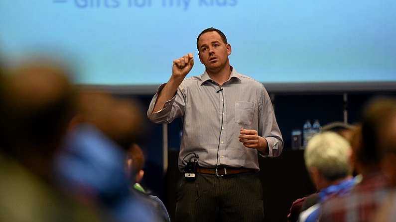 10 January 2015; Former Kerry footballer Michael Quirke speaking during the Liberty Insurance GAA Annual Games Development Conference. Croke Park, Dublin. Picture credit: Pat Murphy / SPORTSFILE