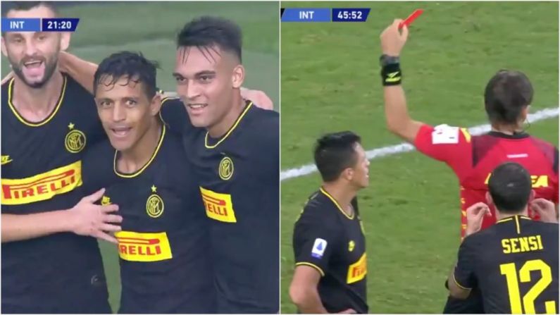Alexis Sanchez Scores Twice & Is Sent Off For Diving On Full Inter Debut