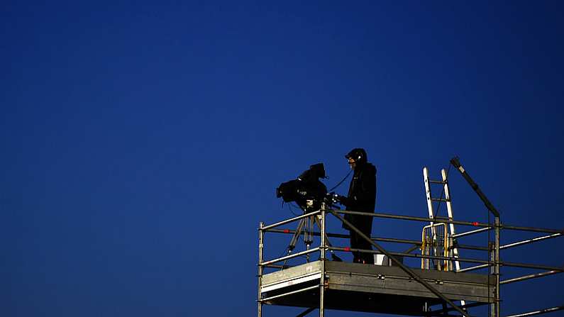 20 September 2019; A RTE camera man during the SSE Airtricity League Premier Division match between Waterford and Dundalk at at the Waterford Regional Sports Centre in Waterford. Photo by Eoin Noonan/Sportsfile