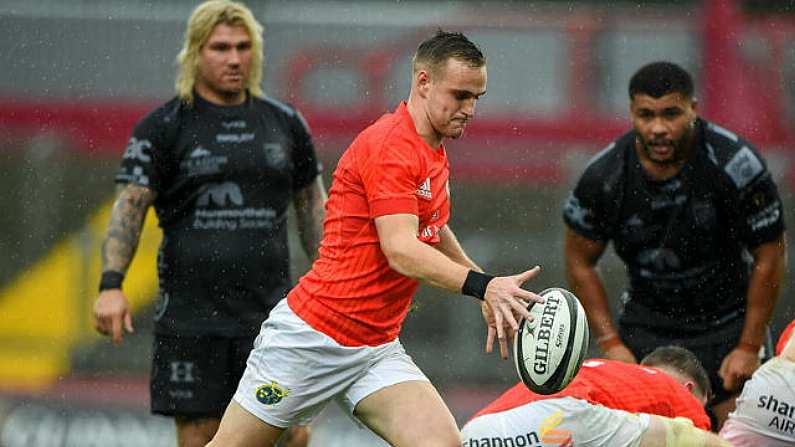 28 September 2019; Nick McCarthy of Munster during the Guinness PRO14 Round 1 match between Munster and Dragons at Thomond Park in Limerick. Photo by Matt Browne/Sportsfile