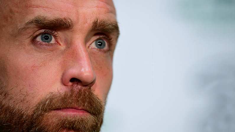 4 June 2019; Richard Keogh during a Republic of Ireland press conference at the FAI National Training Centre in Abbotstown, Dublin. Photo by Stephen McCarthy/Sportsfile