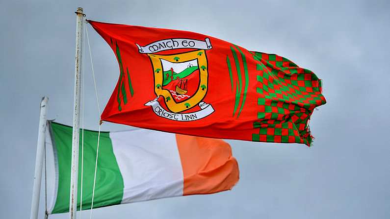 29 June 2019; A Mayo flag and an Irish tricolour fly in the wind prior to the GAA Football All-Ireland Senior Championship Round 3 match between Mayo and Armagh at Elverys MacHale Park in Castlebar, Mayo. Photo by Brendan Moran/Sportsfile