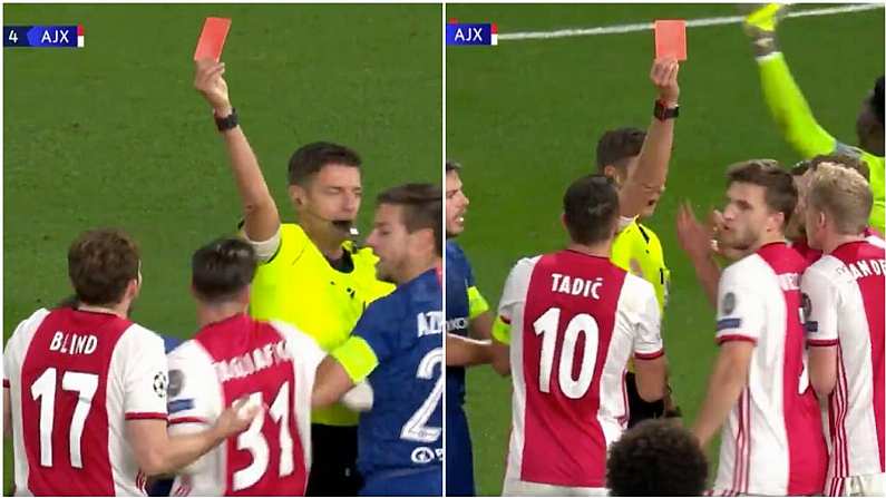 Watch: Ajax Have Two Players Sent Off For Fouls In Same Phase Of Play