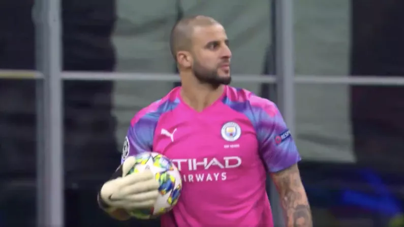 Watch: Chaos Ensues As Kyle Walker Goes In Goal For Manchester City After Bravo Red Card