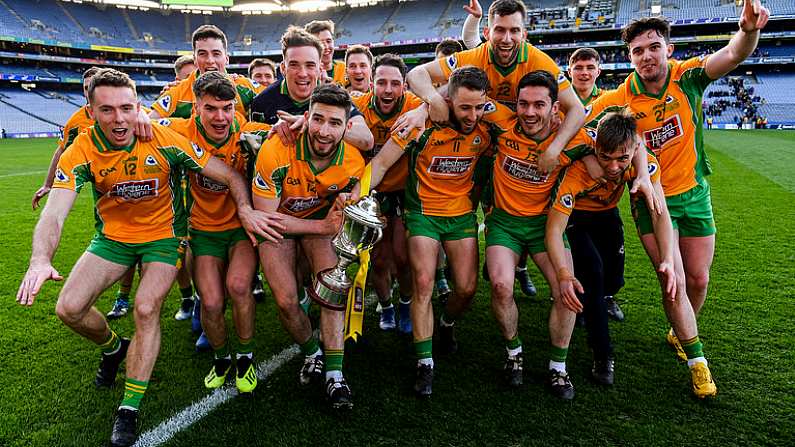 17 March 2019; Corofin players celebrate after the AIB GAA Football All-Ireland Senior Club Championship Final match between Corofin and Dr Crokes' at Croke Park in Dublin. Photo by Piaras O Midheach/Sportsfile