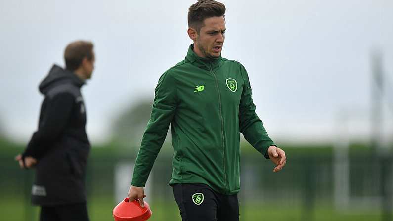 30 April 2019; Assistant coach Kevin Doyle during a Republic of Ireland U17's training session at the FAI National Training Centre in Abbotstown, Dublin. Photo by Seb Daly/Sportsfile