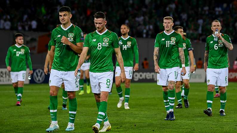 12 October 2019; Republic of Ireland players after the UEFA EURO2020 Qualifier match between Georgia and Republic of Ireland at the Boris Paichadze Erovnuli Stadium in Tbilisi, Georgia. Photo by Stephen McCarthy/Sportsfile