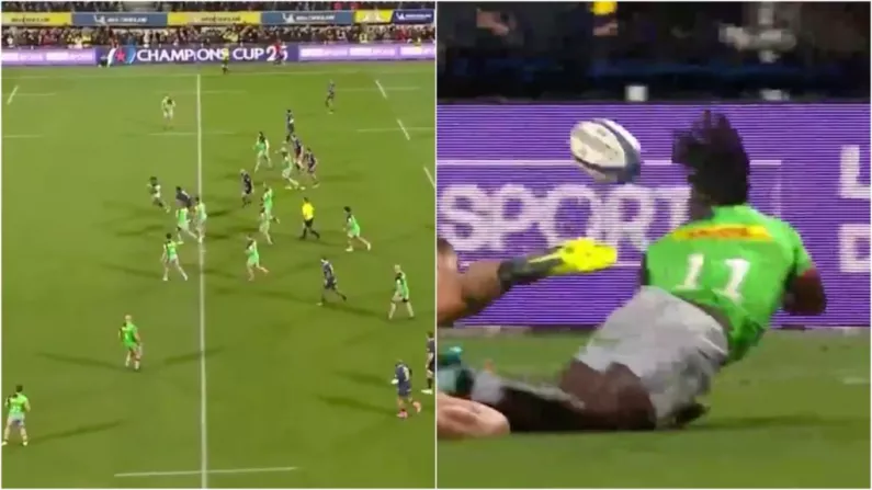 Gabriel Ibitoye's Run For Harlequins Try Was Out Of This World
