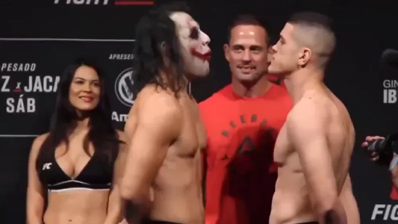 Watch: UFC Fighter Takes Weigh-In Mind Games To Another Level With Joker Impersonation