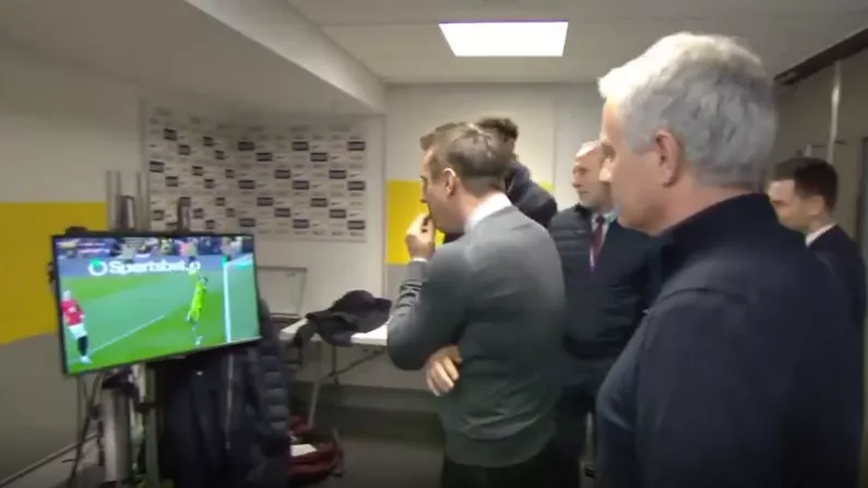 Watch: Neville Reacts To De Gea Howler By Interrupting Mourinho Interview
