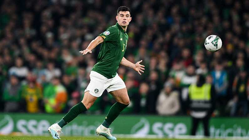 18 November 2019; John Egan of Republic of Ireland during the UEFA EURO2020 Qualifier match between Republic of Ireland and Denmark at the Aviva Stadium in Dublin. Photo by Eoin Noonan/Sportsfile