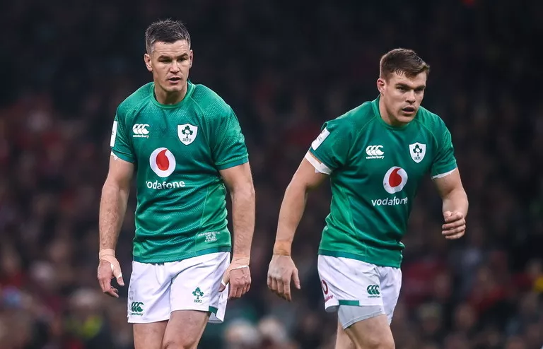 Johnny Sexton and Gary Ringrose in action for Ireland in the Six Nations