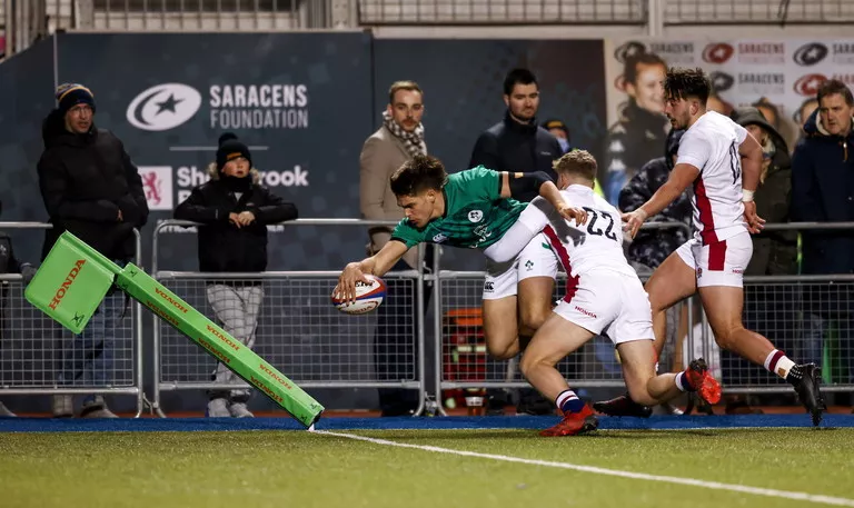 Ireland v England a try being scored in the U20s Six Nations