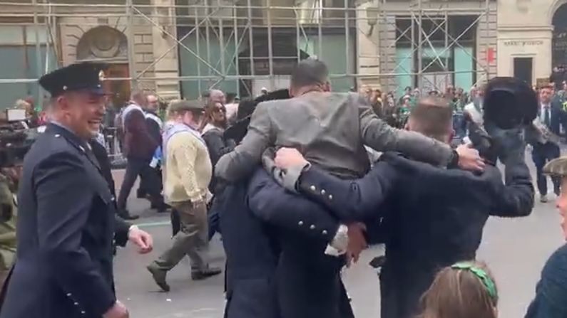 Amazing Moment As Guards Pull Jason Sherlock Into New York St Patrick's Day Parade