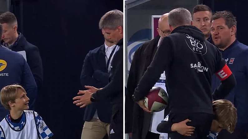 Touching Moment As Ronan O'Gara Seen Giving Mid-Game Tackling Lesson To Ballboy