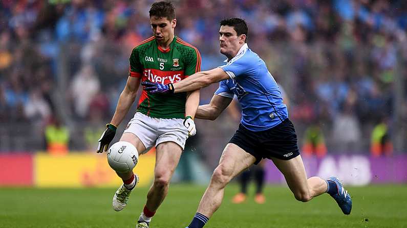 18 September 2016; Lee Keegan of Mayo is tackled by Diarmuid Connolly of Dublin during the GAA Football All-Ireland Senior Championship Final match between Dublin and Mayo at Croke Park in Dublin. Photo by Brendan Moran/Sportsfile