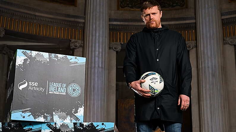 8 February 2023; Shelbourne manager Damien Duff at the launch of the SSE Airtricity League of Ireland 2023 season held at City Hall in Dublin. Photo by Stephen McCarthy/Sportsfile