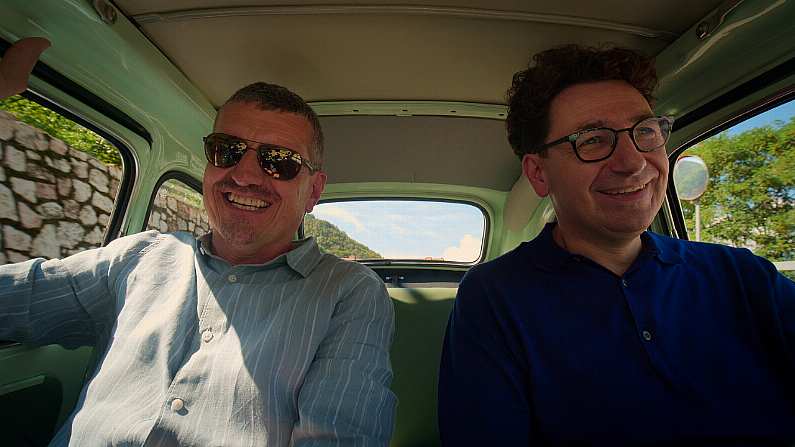 Haas team principal Gunther Steiner and Ferrari team principal Mattia Binotto in 'Drive to Survive' (Photo: Netflix)