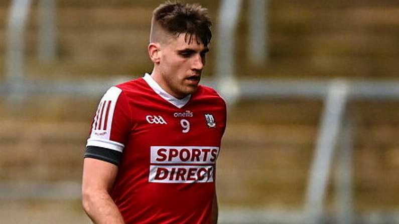 19 February 2023; Ian Maguire of Cork leaves the field after being shown a red card during the Allianz Football League Division Two match between Cork v Dublin at Pairc Ui Chaoimh in Cork. Photo by Eoin Noonan/Sportsfile