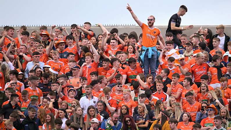 1 July 2023; Supporters on Hill 16 before the GAA Football All-Ireland Senior Championship quarter-final match between Armagh and Monaghan at Croke Park in Dublin. Photo by Piaras O Midheach/Sportsfile