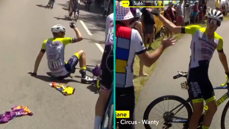 Tour De France Cyclist Furious After Being Thrown Off Bike By Fan