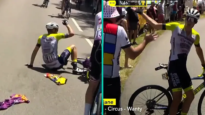 Tour De France Cyclist Furious After Being Thrown Off Bike By Fan