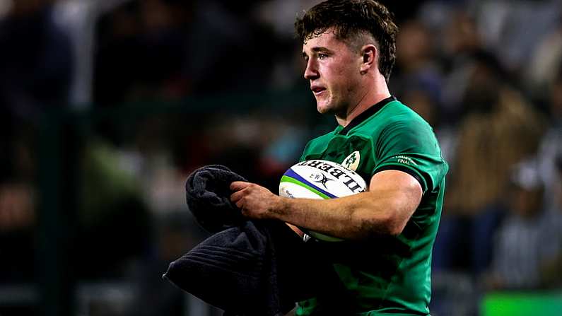 14 July 2023; Ireland captain Gus McCarthy after the U20 Rugby World Cup Final between Ireland and France at Athlone Sports Stadium in Cape Town, South Africa. Photo by Shaun Roy/Sportsfile