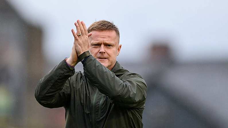 21 July 2023; Shelbourne manager Damien Duff before the Sports Direct Mens FAI Cup First Round match between Bohemians and Shelbourne at Dalymount Park in Dublin. Photo by Seb Daly/Sportsfile