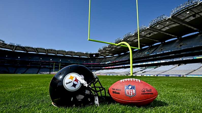 25 May 2023; The Pittsburgh Steelers made a welcome return to Croke Park today, where they played in the first ever NFL game in Ireland in 1997. The Steelers plan to grow their fanbase and the game of American Football in Ireland as part of the NFLs Global Markets Program. Photo by Brendan Moran/Sportsfile