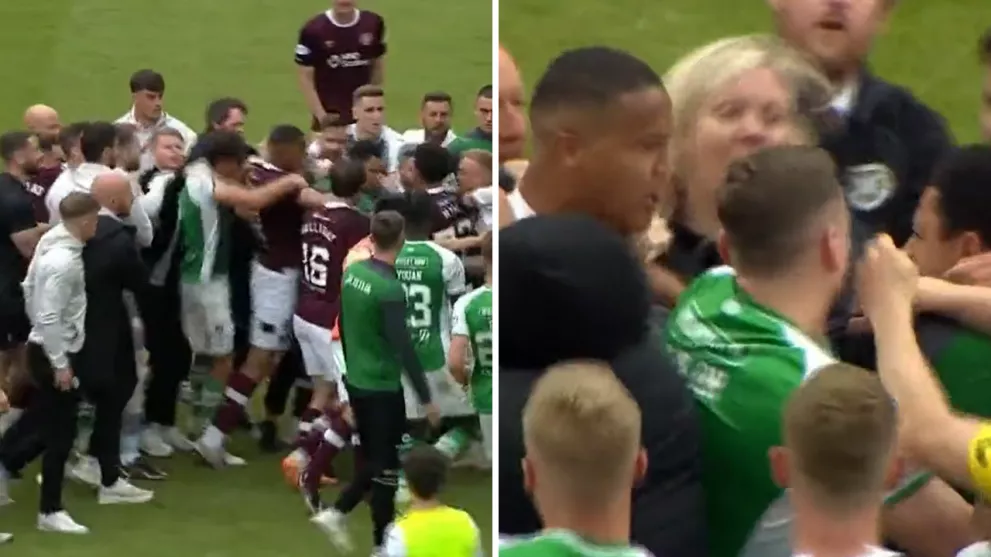 Hearts Hibs brawl